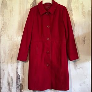 Merona Red Wool Car Coat Tailored Design Size M
